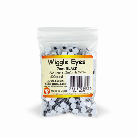 Wiggle Eyes - Paste On - 7 mm Black