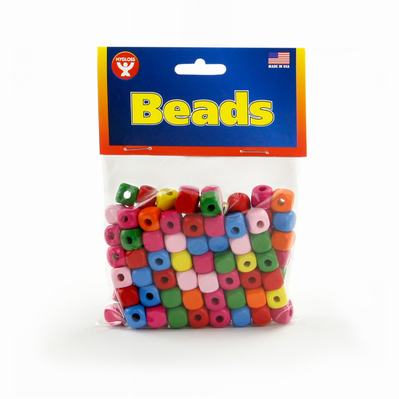 Wooden Colored Cube Beads - Cube