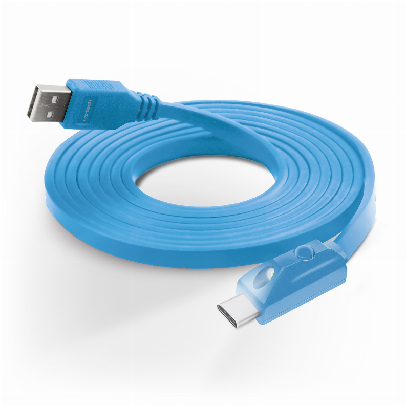  LED USB-A to USB-C 2.0 Charge/Sync Cable - 6FT Blue