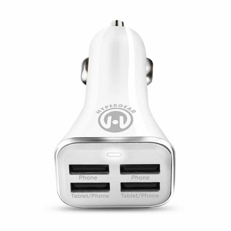  Quad USB 6.8A Car Charger - White