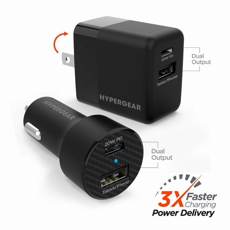  Wall/Car Charger Bundle 20W USB-C PD + 12W