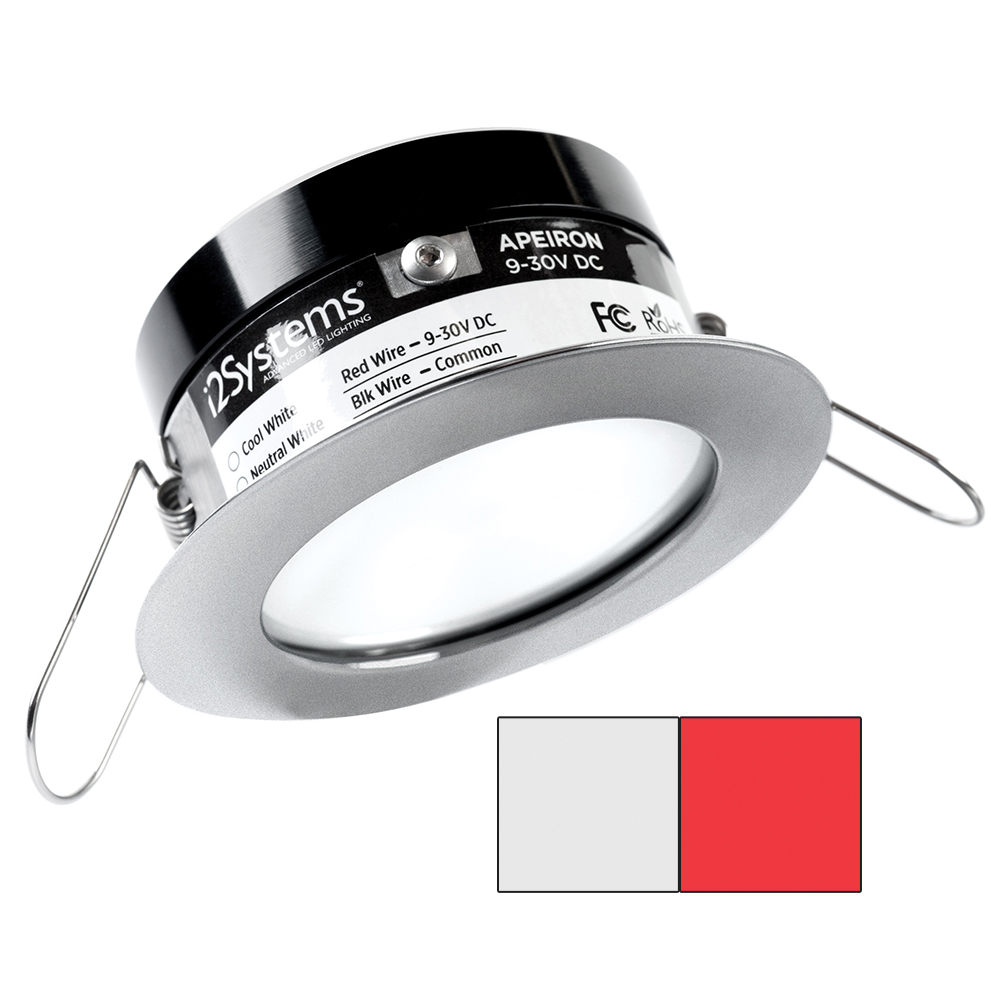 i2Systems Apeiron PRO A503 - 3W Spring Mount Light - Round - Cool White & Red - Brushed Nickel Finish