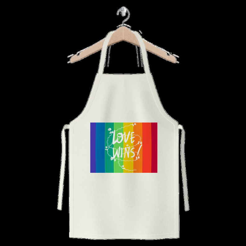 Love Wins Premium Jersey Apron     White