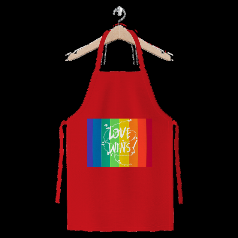 Love Wins Premium Jersey Apron     Red