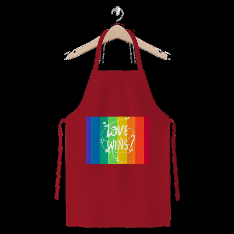 Love Wins Premium Jersey Apron     Burgundy