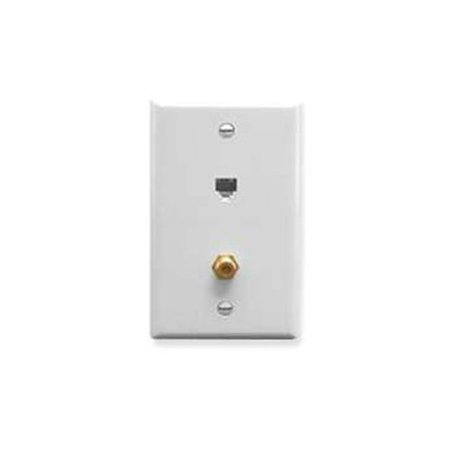 Wall Plate- Voice 6P6C & F-Type- White