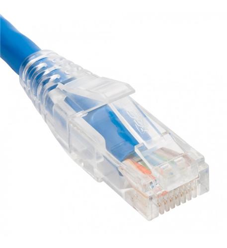 PATCH CORD- CAT5e- CLEAR BOOT- 1' BLUE