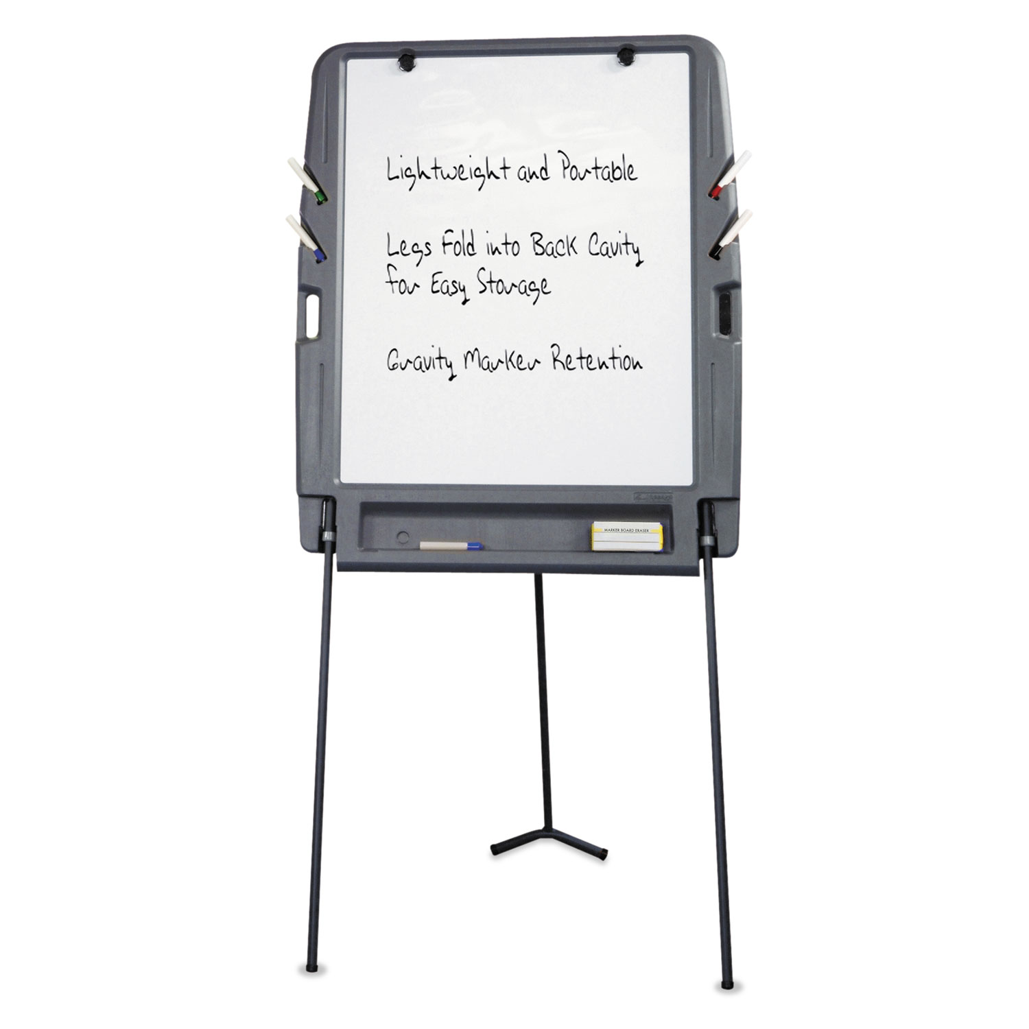 Portable Flipchart Easel With Dry Erase Surface, Resin, 35 x 30 x 73, Charcoal