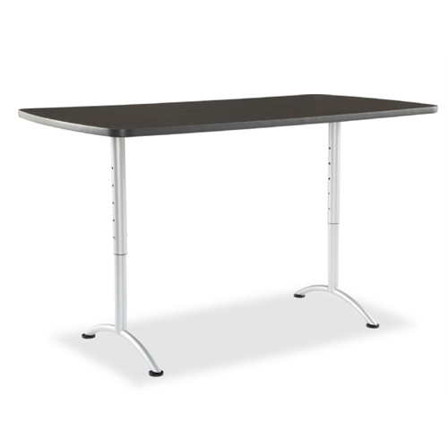 ARC Sit-to-Stand Tables, Rectangular Top, 30w x 48d x 36-48h, Gray Walnut/Silver