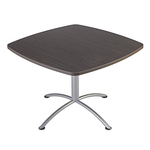 iLand Table, Contour, Square Seated Style, 42" x 42" x 29", Gray Walnut/Silver