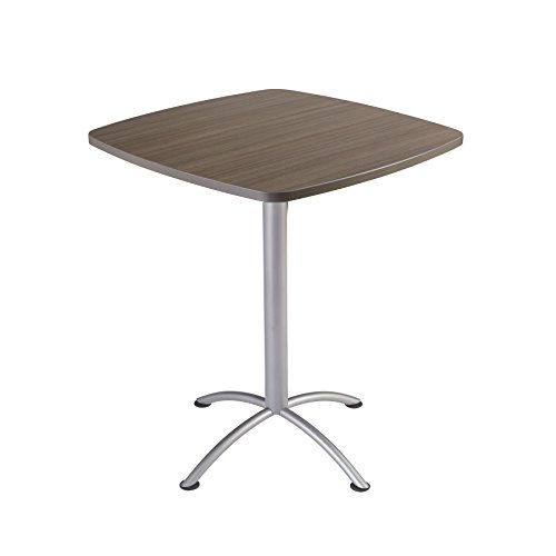 iLand Table, Contour, Square Bistro Style, 36" x 36" x 42", Natural Teak/Silver
