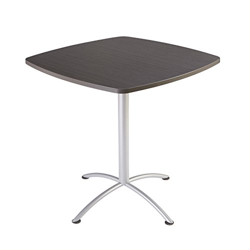 iLand Table, Contour, Square Seated Style, 42" x 42" x 42", Gray Walnut/Silver