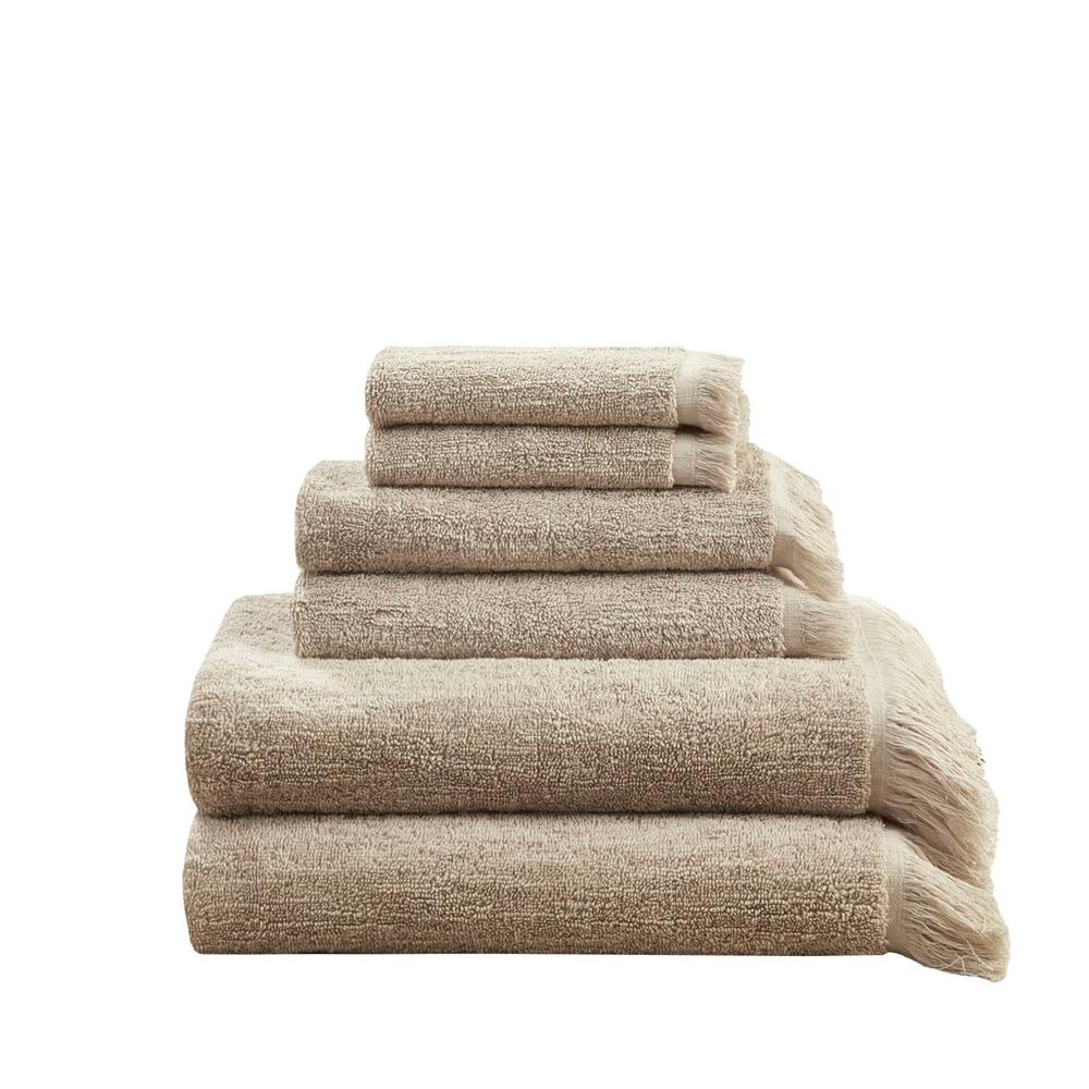 100% Cotton Dobby 6pcs Towel Set - Taupe