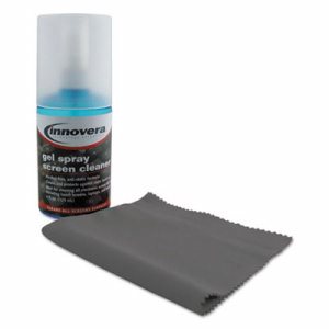 Anti-Static Gel Screen Cleaner, w/Gray Microfiber Cloth, 4oz Spray Bottle