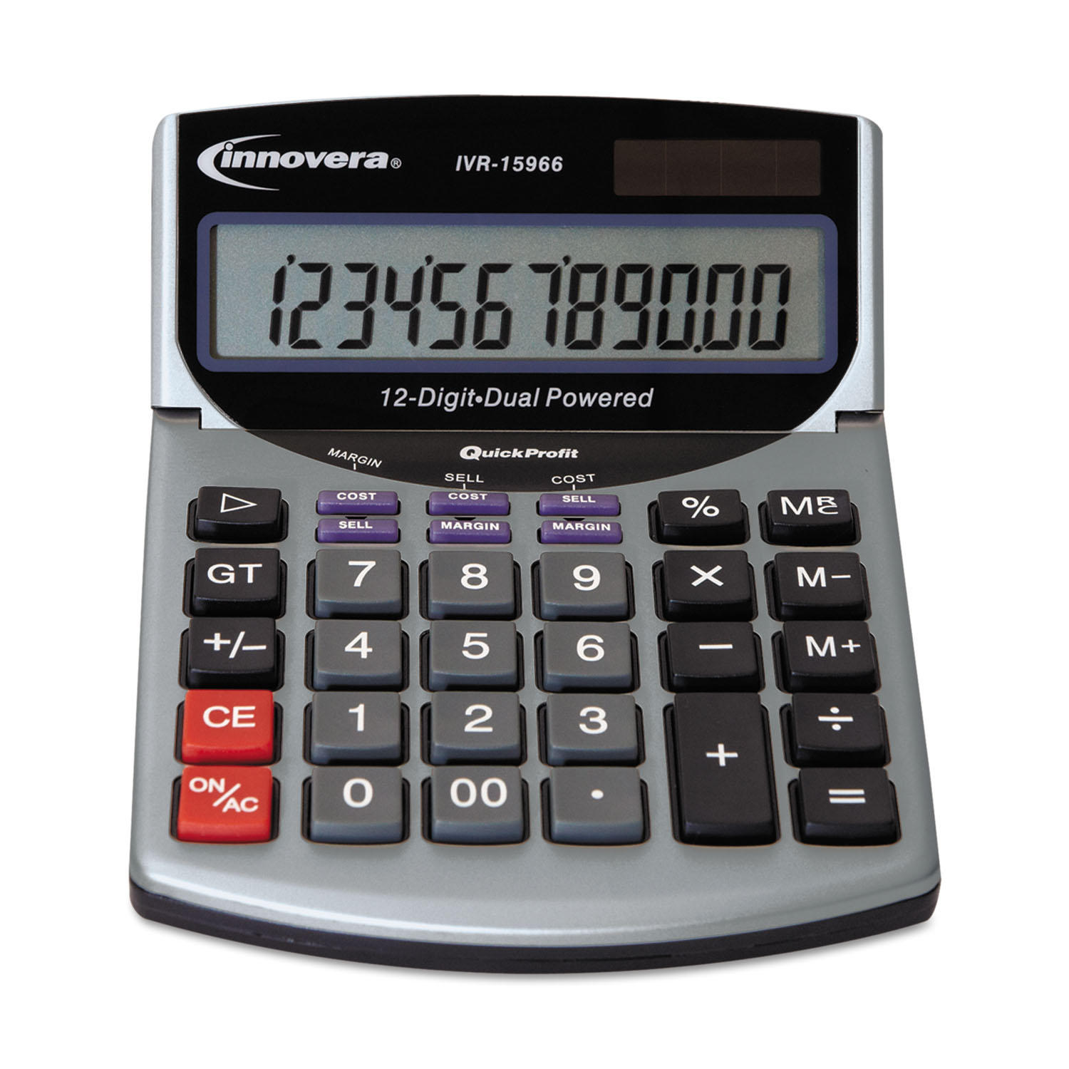 15968 Minidesk Calculator, 12-Digit LCD