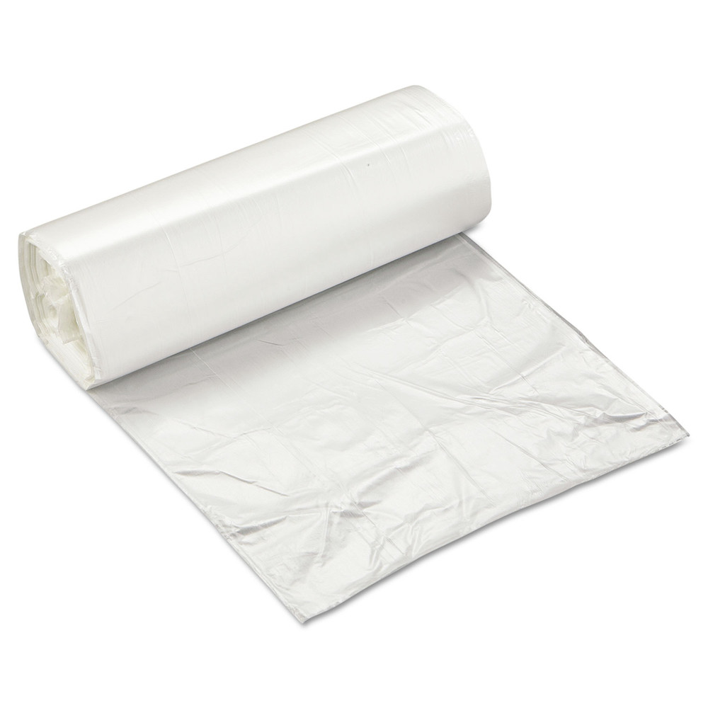 High-Density Can Liner, 24 x 24, 10gal, 5mic, Clear, 50/Roll, 20 Rolls/Case