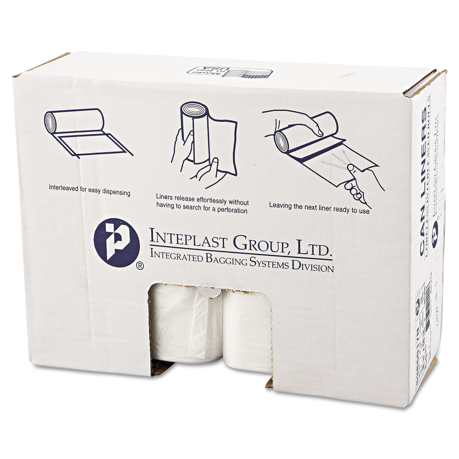 High-Density Can Liner, 43 x 48, 56gal, 22mic, Natural, 25/Roll, 8 Rolls/Case