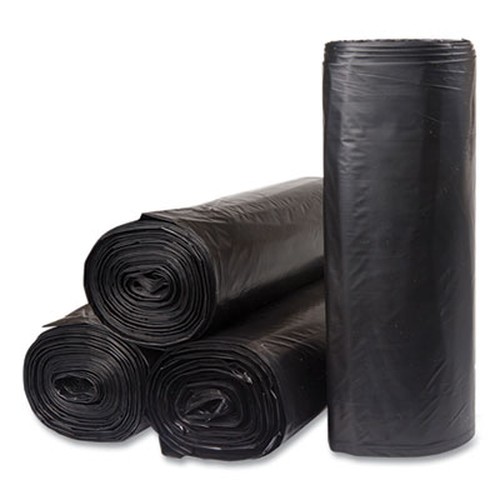 Low-Density Commercial Can Liners, 60 gal, 1.2 mil, 38" x 58", Black, 10 Bags/Roll, 10 Rolls/Case
