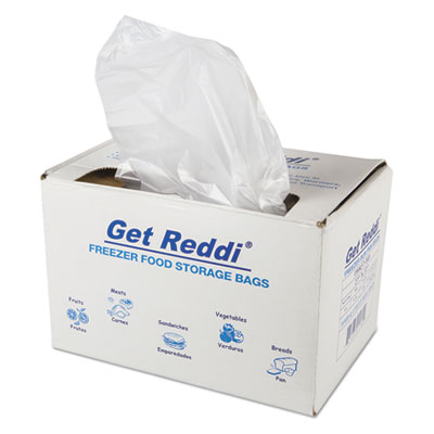 Get Reddi Freezer Food Storage Bags, .5 mil, 8 lb, 27 x 37, Clear, 200/Case