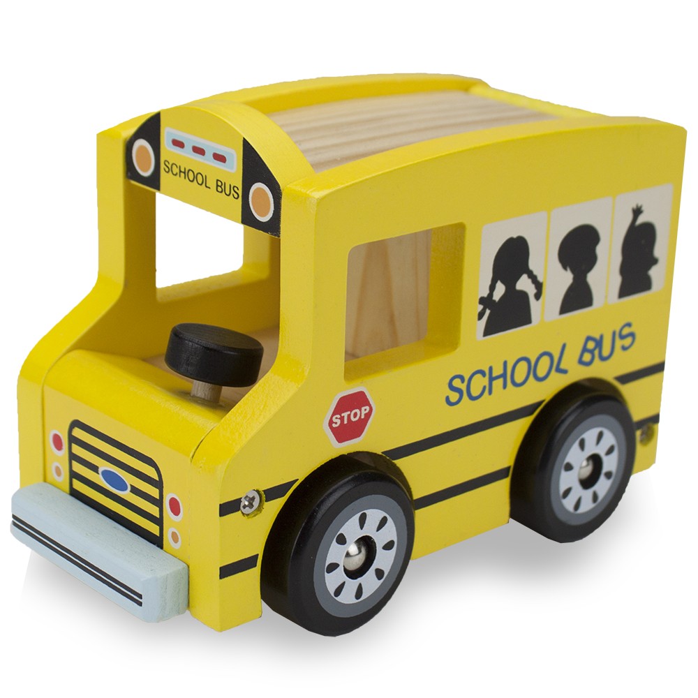 Wooden Wheels Natural Beech Wood School Bus