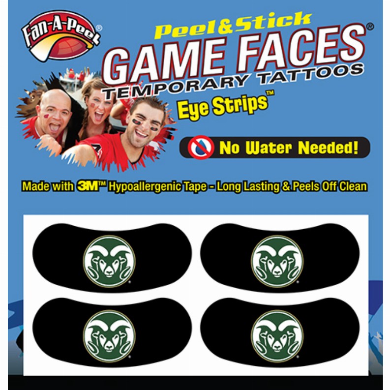 Black Eye Strips Fan-A-Peel / Gamesfaces 1.75" x .75" Colorado State 