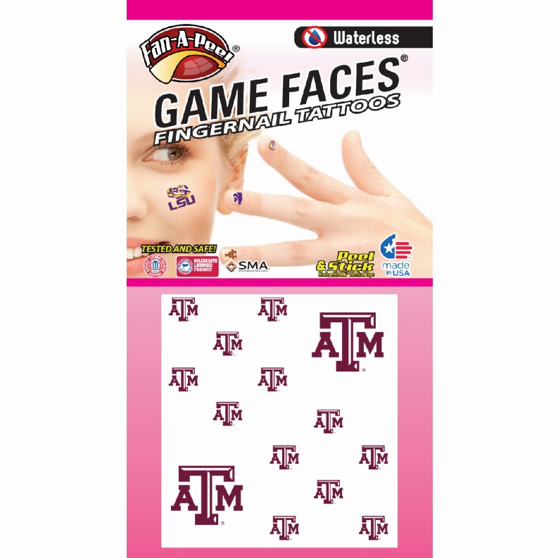 Waterless Peel & Stick Fingernail Fan-A-Peel / Gamesfaces - Texas A&MCombo Pack