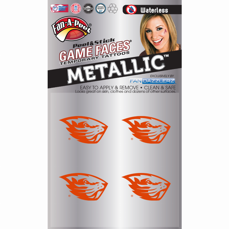 Metallic Peel & Stick Fan-A-Peel / Gamesfaces 1.25" Oregon State 