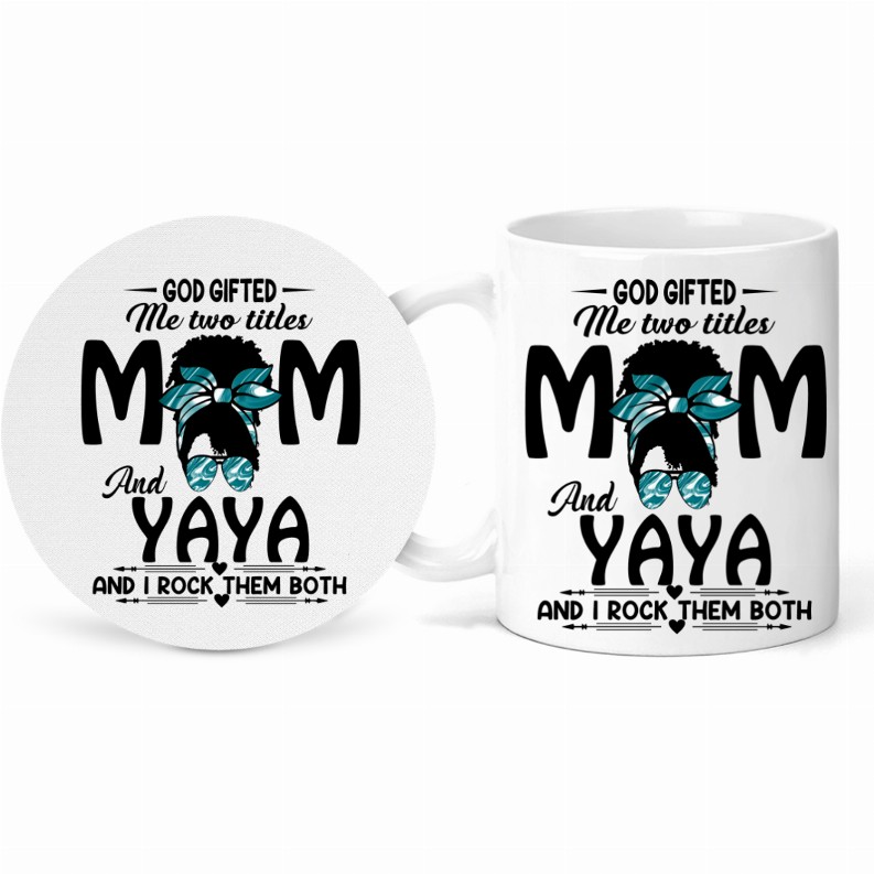 Two Titles Mom Mug and Coaster Set - Mom and Yaya