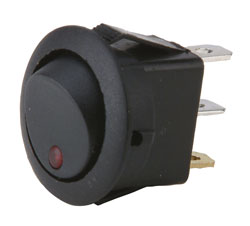 ROCKER SWITCH ROUND RED LEDS 5/PK