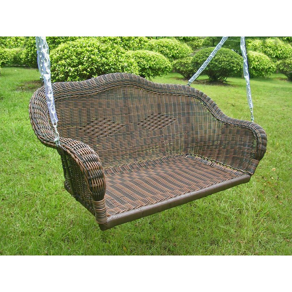 Resin Wicker Hanging Loveseat Swing