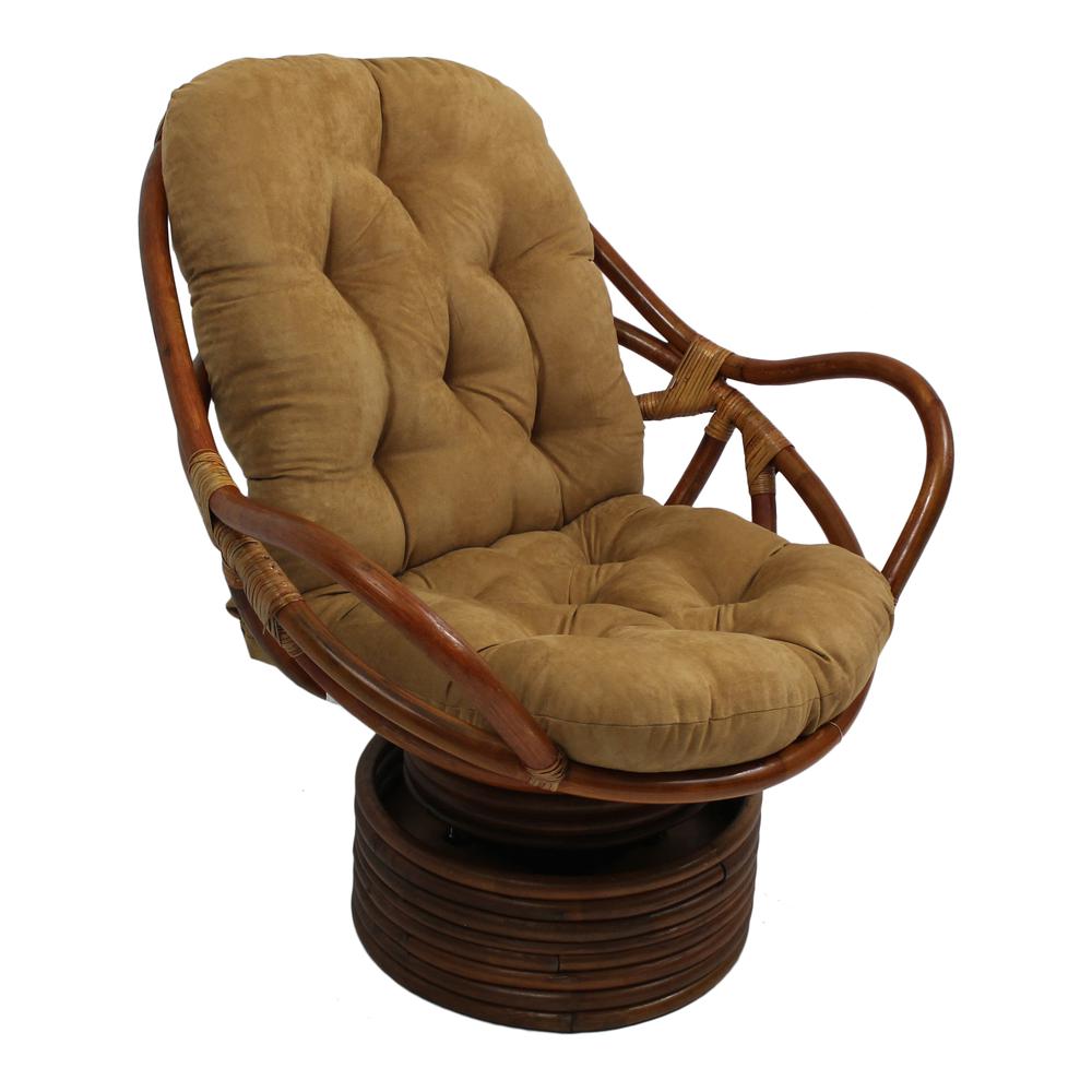 Rattan Swivel Rocker with Micro Suede Cushion