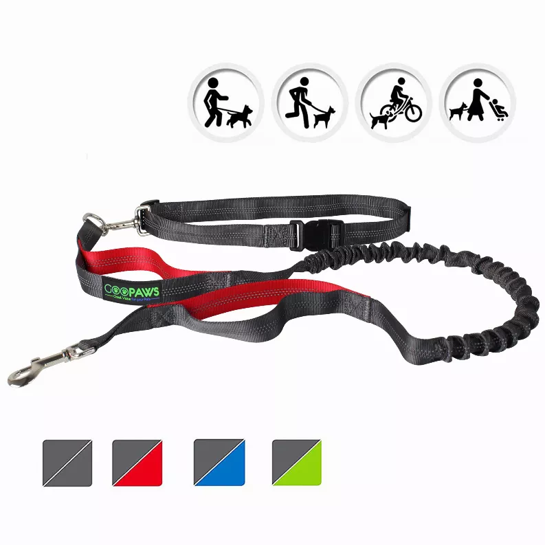 JESPET Hands Free Dog Leash for Running, Walking, Hiking Jogging for Medium & Large Dogs up to 150lbs, Durable Dual Handle Waist
