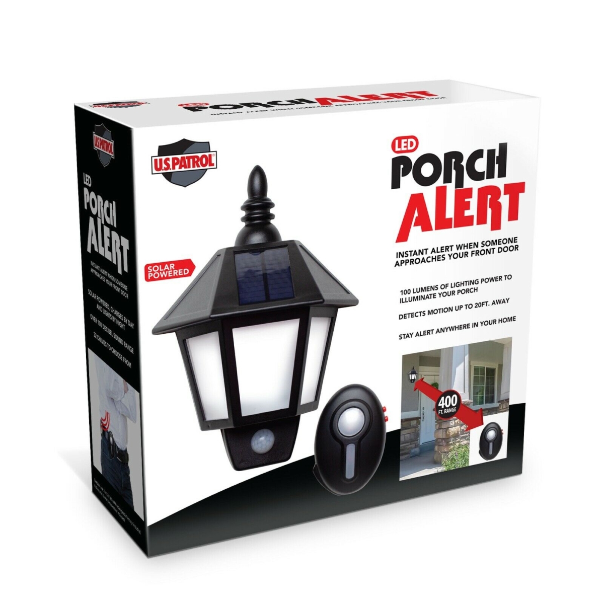 U.S. Patrol JB8249 LED Porch Alert Solar Powered