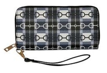 AWST Int'l "Lila" Snaffle Bit Plaid Clutch Wallet