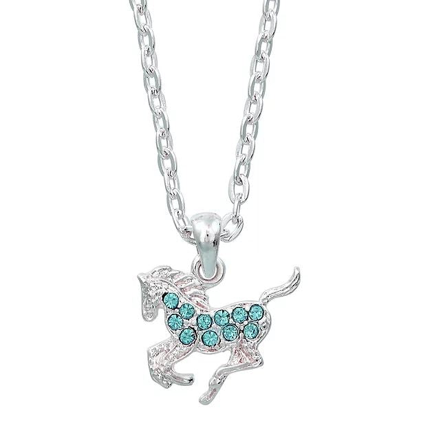AWST Int'l Aqua Precious Pony Necklace withAqua Horse Head Gift Box