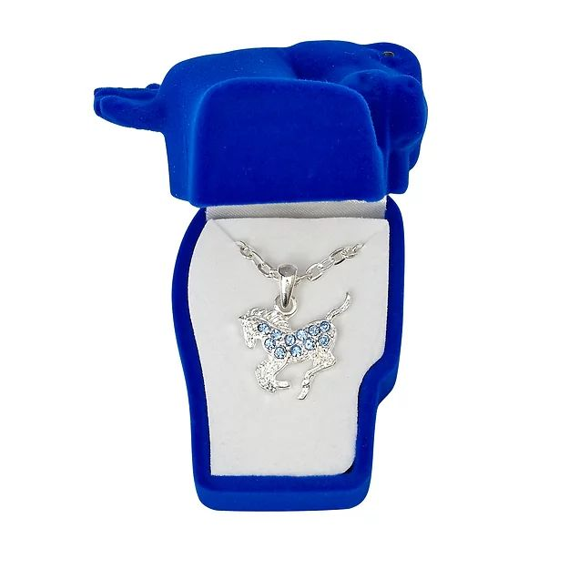 AWST Int'l Aqua Precious Pony Necklace withAqua Horse Head Gift Box