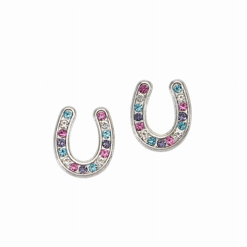 AWST Int'l Horseshoes Earrings withColorful Cowboy Hat Box