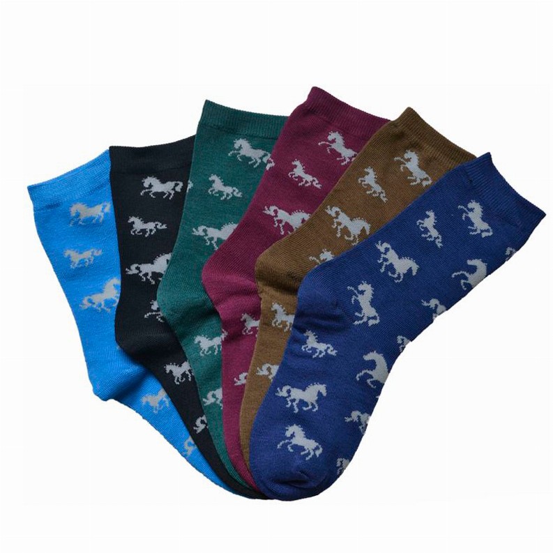 AWST Int'l Ladies' "Lila" Horses All Over DARKS Crew Socks