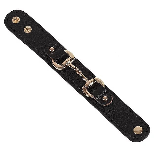 AWST Int'l Leather withGold Tone Snaffle Bit Bracelet