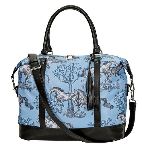 Awst Intl Lila Blue Toile Pattern Travel Bag With Tassel