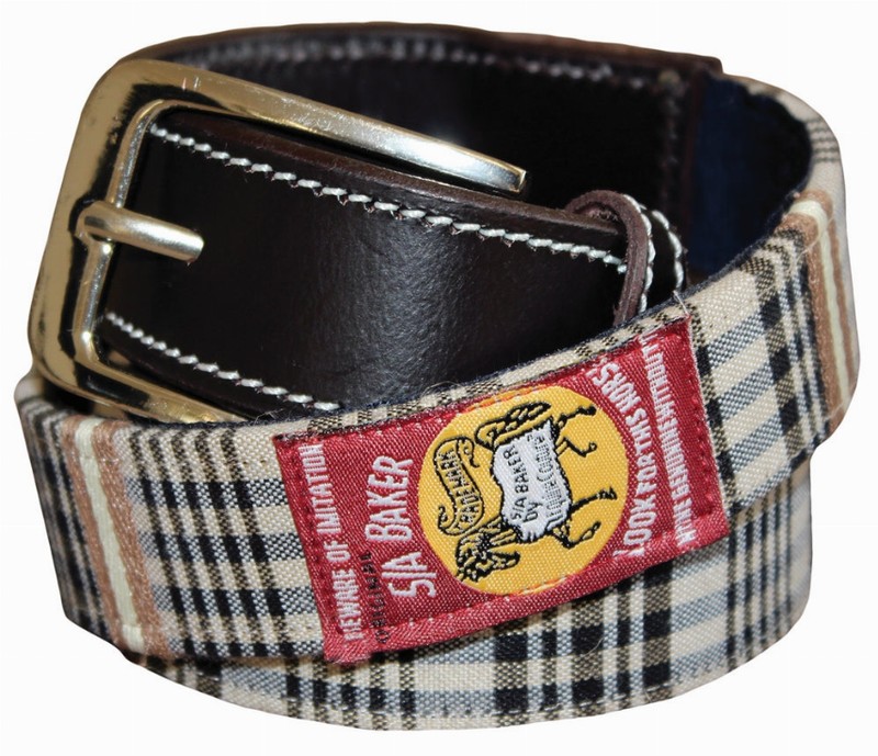 Baker Ladies Classic Plaid Belt - M Brown Leather with Plaid