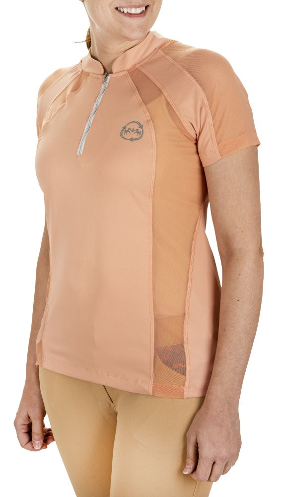 EcoRider by Equine Couture Ella Short Sleeve Sport Shirt M Coral