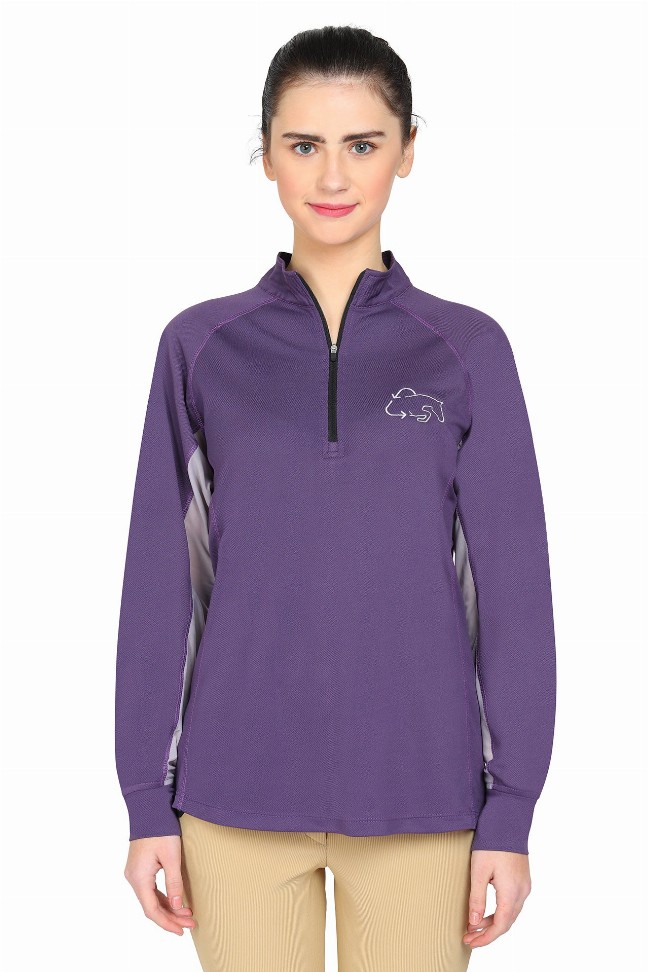 Ecorider By Tuffrider Ladies Denali Sport Shirt 2X Purple Plum/Grey