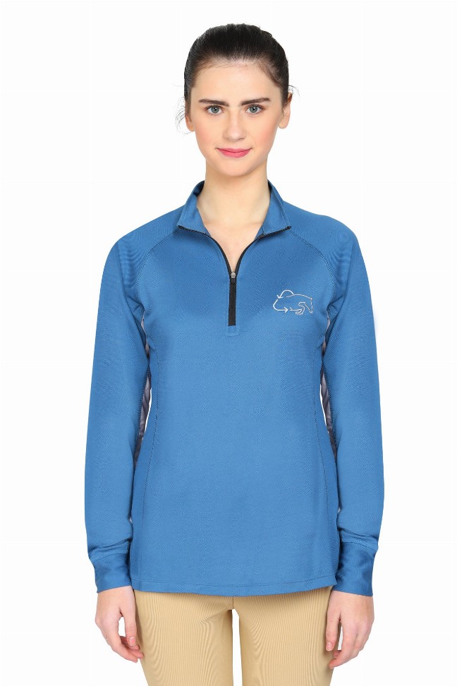 Ecorider By Tuffrider Ladies Denali Sport Shirt 1X Dark Blue/Grey