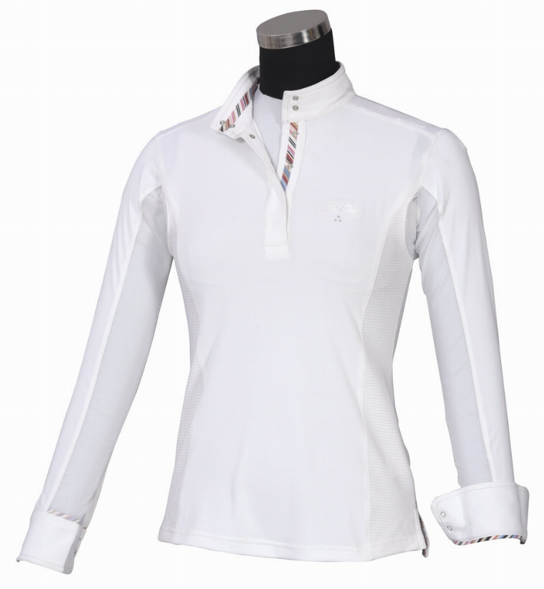 Equine Couture Ladies Cara Long Sleeve Show Shirt X-Large White