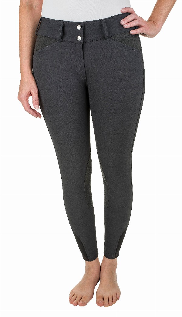 Equine Couture Ladies Coolmax Champion Knee Patch Breeches 24 Charcoal