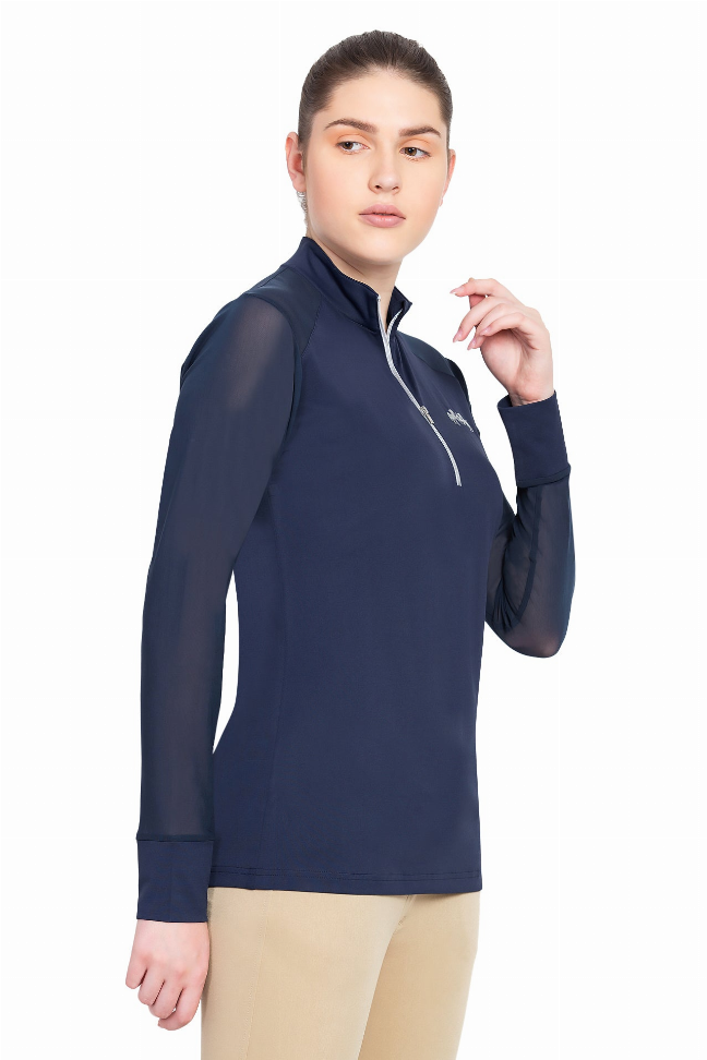 Equine Couture Ladies Erna EquiCool Long Sleeve Sport Shirt L EC Navy