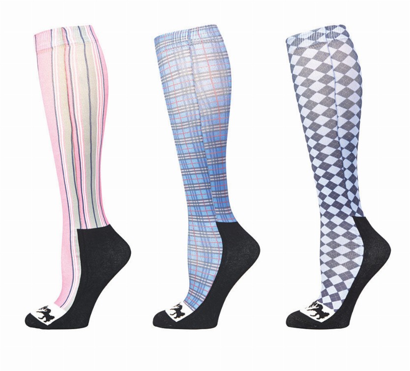 Equine Couture Ladies Isabel Padded Knee Hi Boot Socks - 3 Pack