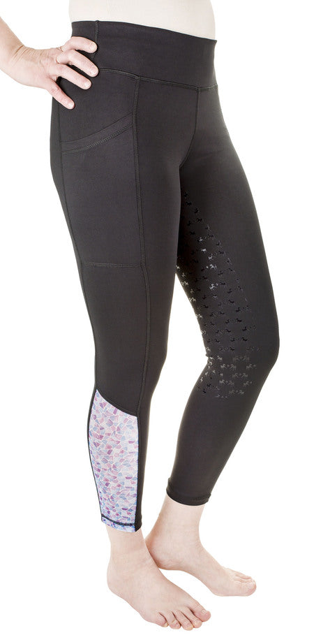 Equine Couture Women Daisy Printed Smyrna Tights M Black/Mosaic