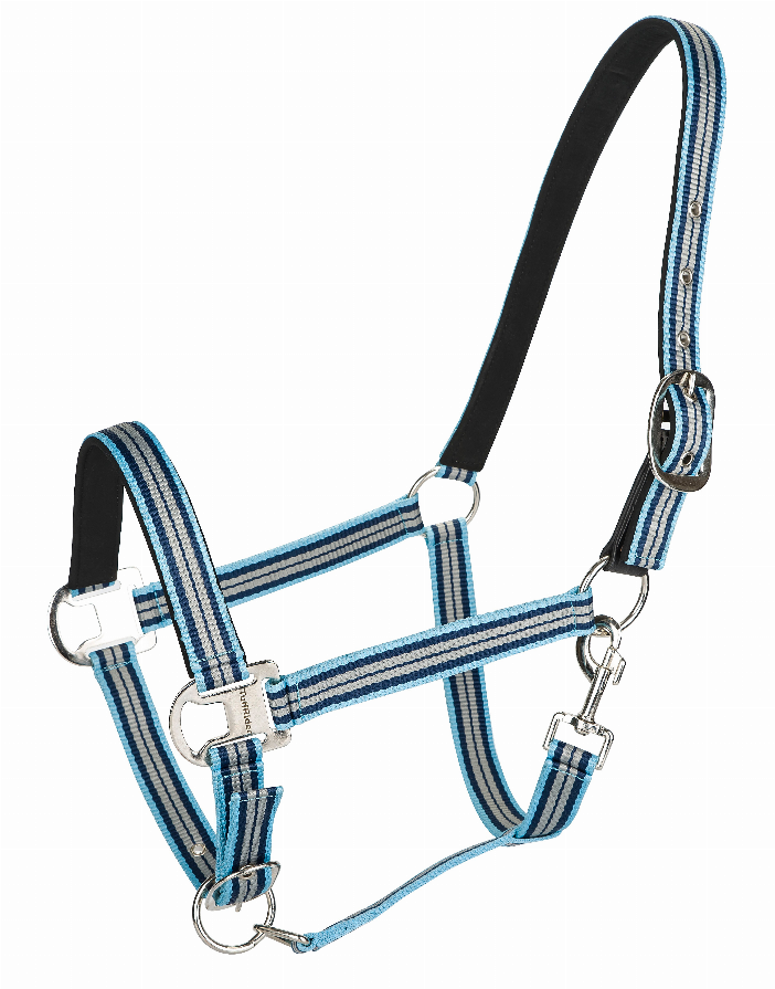 TuffRider Adjustable Nylon Breakaway Halter with Padded Crown and Nickel Hardware O Light blue